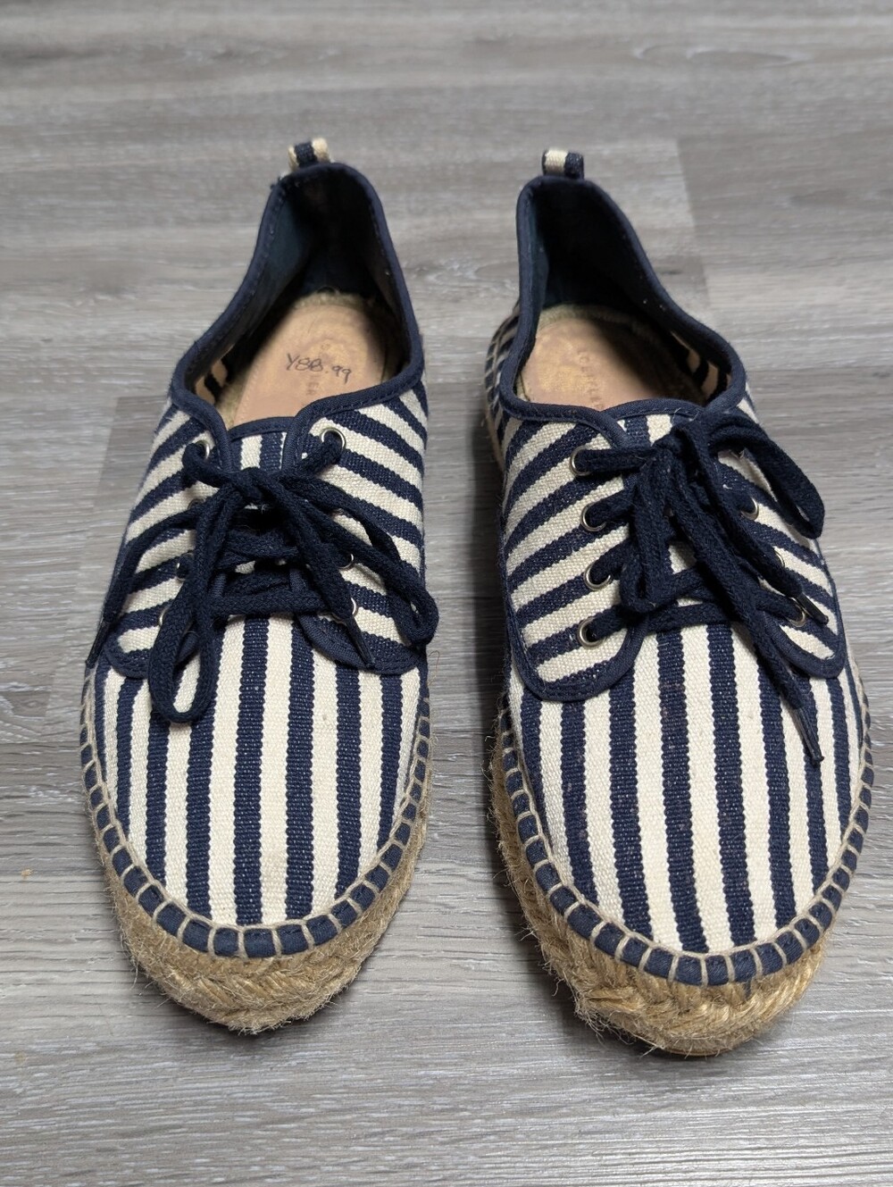 Loeffler Randall Striped Lace Up Espadrilles Size 38